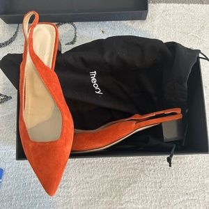 Theory Block Heel Slingback in Suede Light Copper 38.5